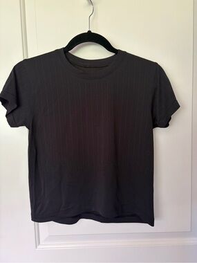 lululemon athletica Black Short-Sleeve Perforated Crew Tee